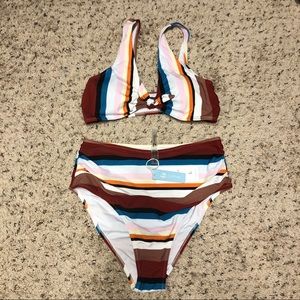 Retro High-Waist Striped Bikini